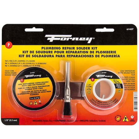 Forney Solder Kit, Lead Free LF, Plumbing Repair, Solid Core, 1/8 in, 3 Ounce 61437